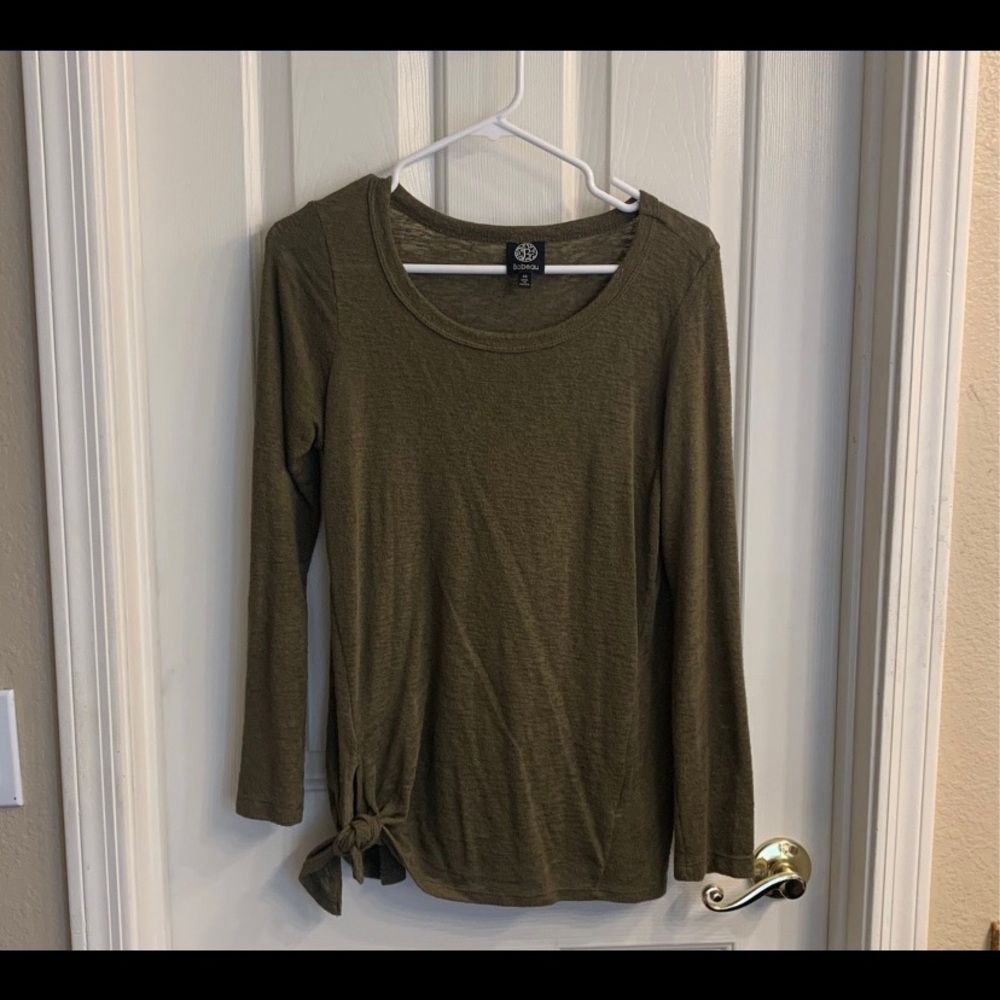 Olive Knit Top with Knot Detail